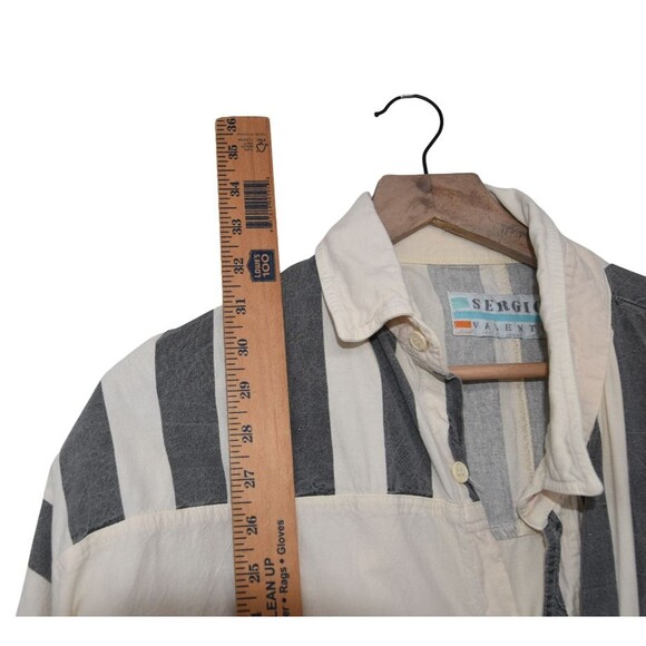 Sergio Valente 80s Oversized Striped Shirt XL Vintage Aviation Cotton - Picture 7 of 13